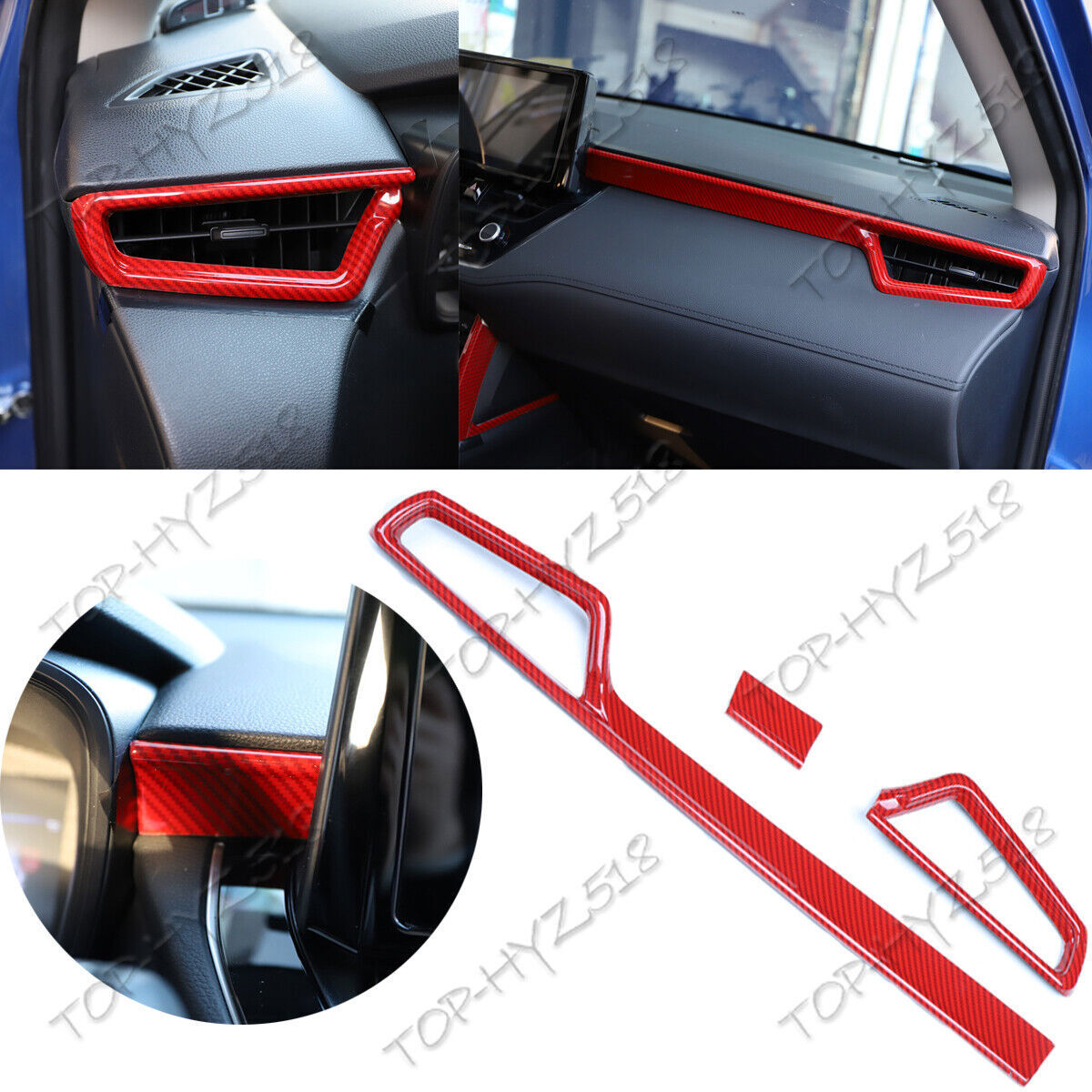 ABS Red Carbon Car interior kit Trim 18pcs for Corolla Cross 2022-2024 n