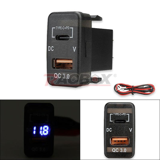 Type-C USB Charger Adapter Port Voltmeter for Toyota 4Runner Sequoia Tundra RAV4