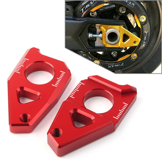 for Yamaha YZF R1 FZ8 FZ1 TMAX 530 Red Axle Spindle Chain Adjuster Blocks