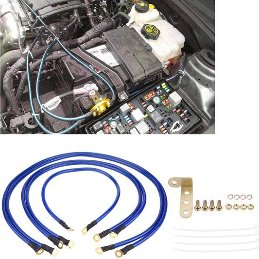 US STOCK 5Point Car Battery Earth Cable System Ground Grounding Wire Set v