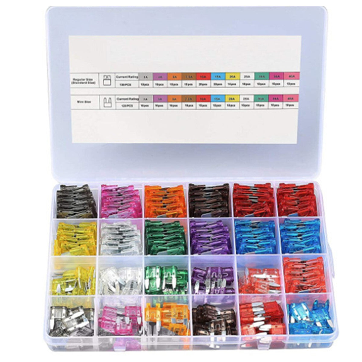 250Pcs Standard & for Mini Blade Fuse Assortment Car Motorcycle SUV FUSES Kit 2A-40A