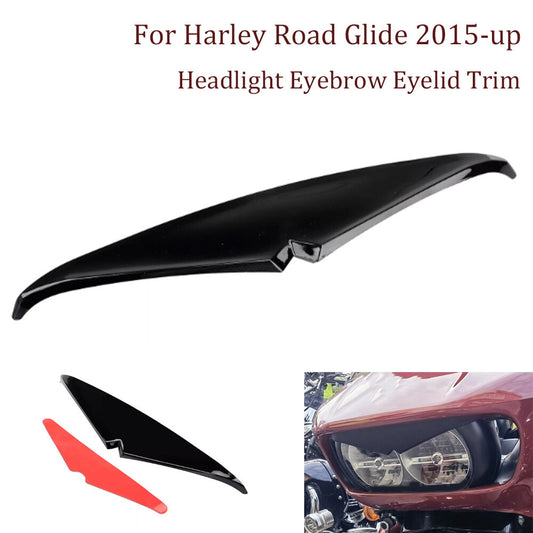 Black headlight brow trim is applicable to for Harley Touring Road Glide 2015-up. n