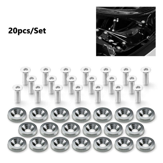 20Pcs Billet Aluminum Fender Bumper Washer Bay Dress up Bolt Screw Kit Titanium