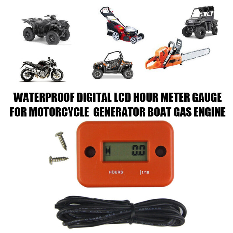 LCD digital waterproof hour meter suitable for motorcycle, generator, and marine gas engines. Q