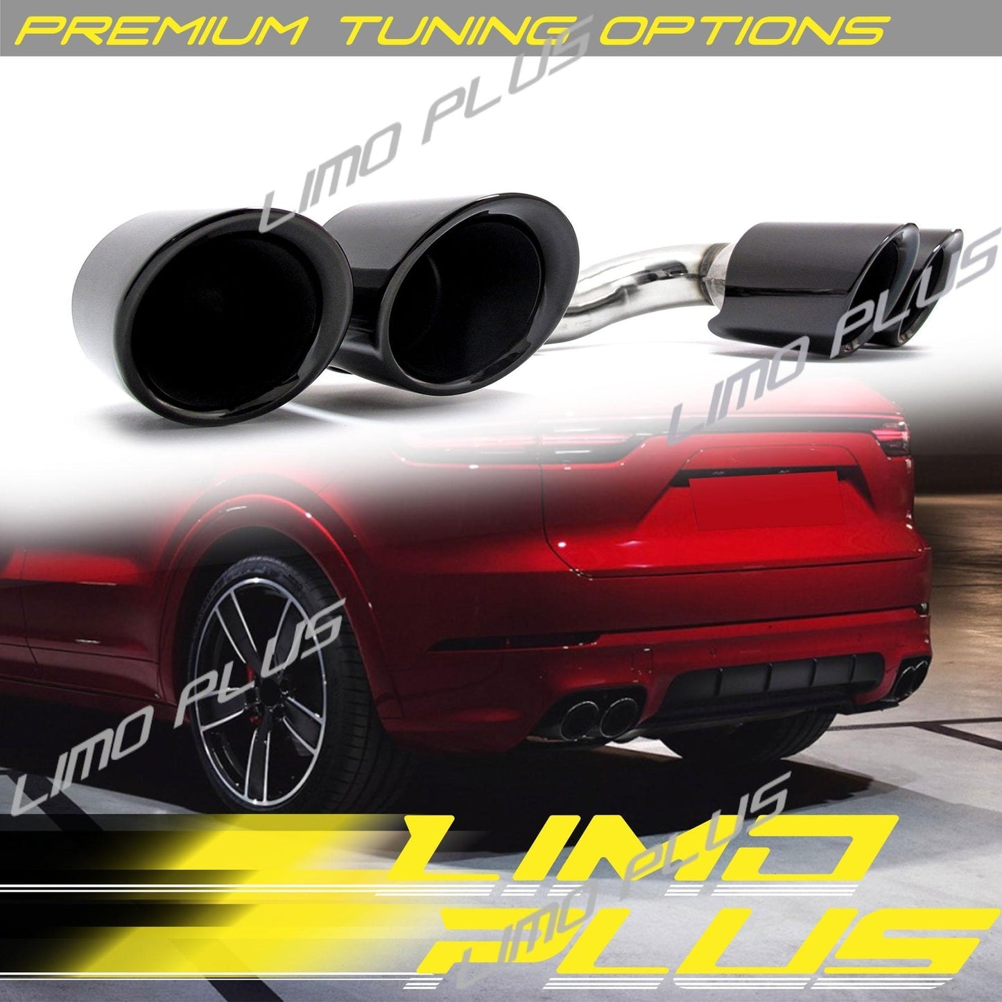 Gloss black exhaust pipes for Porsche for Cayenne Base 2019-2024 Q
