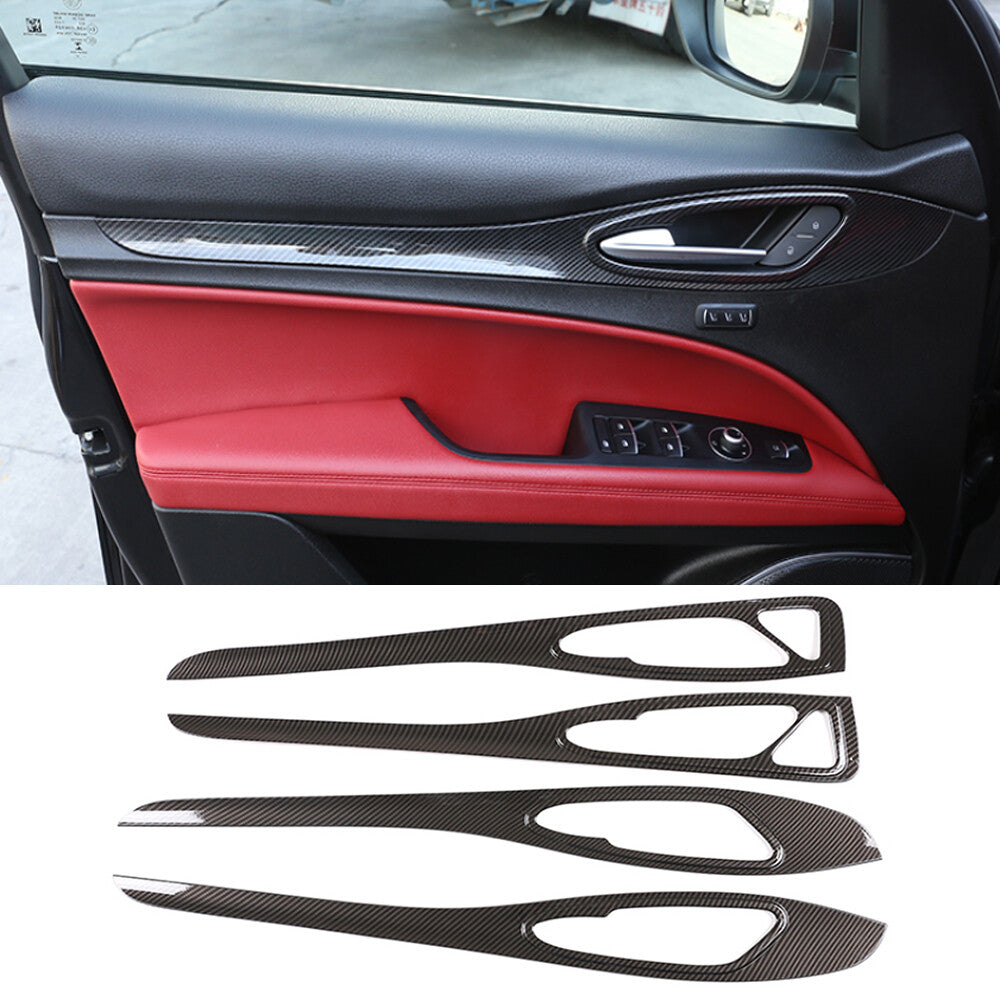 Carbon Fiber ABS Interior Door Panel Decor Trim for Alfa Romeo for Stelvio 2017-2020