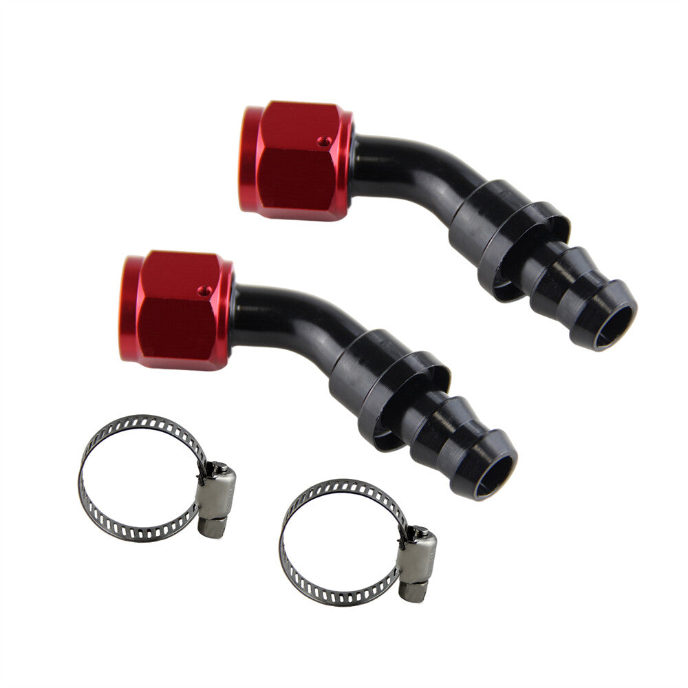 2PCS AN8 45¡ã Push on Lock Hose Barb Fitting Oil Fuel Gas Air Fitting Adapter BK
