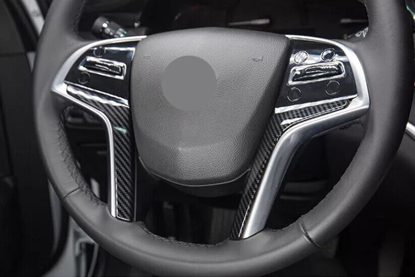 for Cadillac XTS 2013-17 ABS Carbon Fiber Steering Wheel Moulding Cover Trim 2P