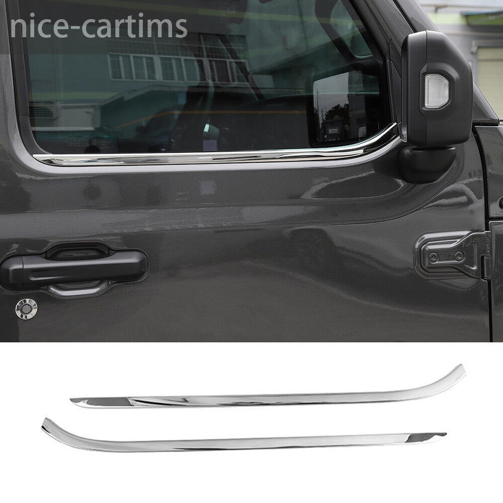 for Jeep for Wrangler JL JT 2Door 2018+ Steel Chrome Door Window Bottom Strips Cover