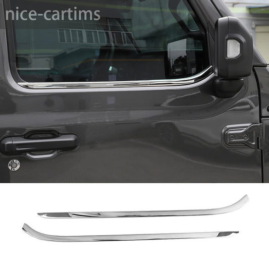 for Jeep for Wrangler JL JT 2Door 2018+ Steel Chrome Door Window Bottom Strips Cover
