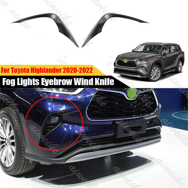 for Toyota Highlander 2020-23 Carbon Front bumper Fog Lights Eyebrow Wind Knife