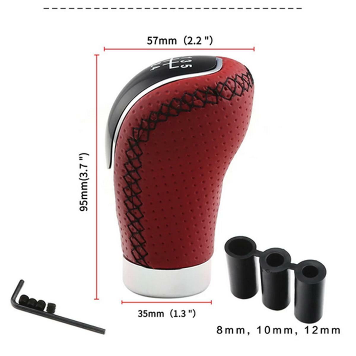 Red 5/6 speed manual gear shift lever with leather and 3 caps - n