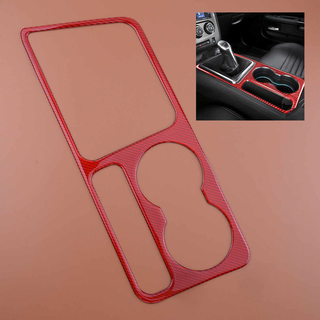 Carbon Fiber Cup Holder Panel Trim Cover Sticker Fit for for Dodge for Challenger New v