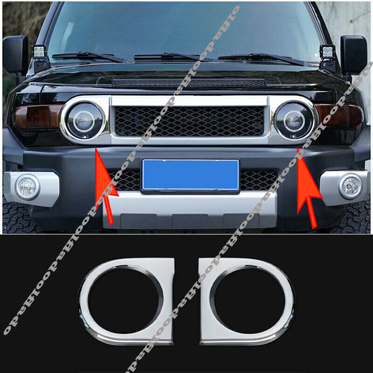 for Toyota FJ Cruiser 2007-2021 ABS Chrome Front Headlight Lamp Cover decor Trim