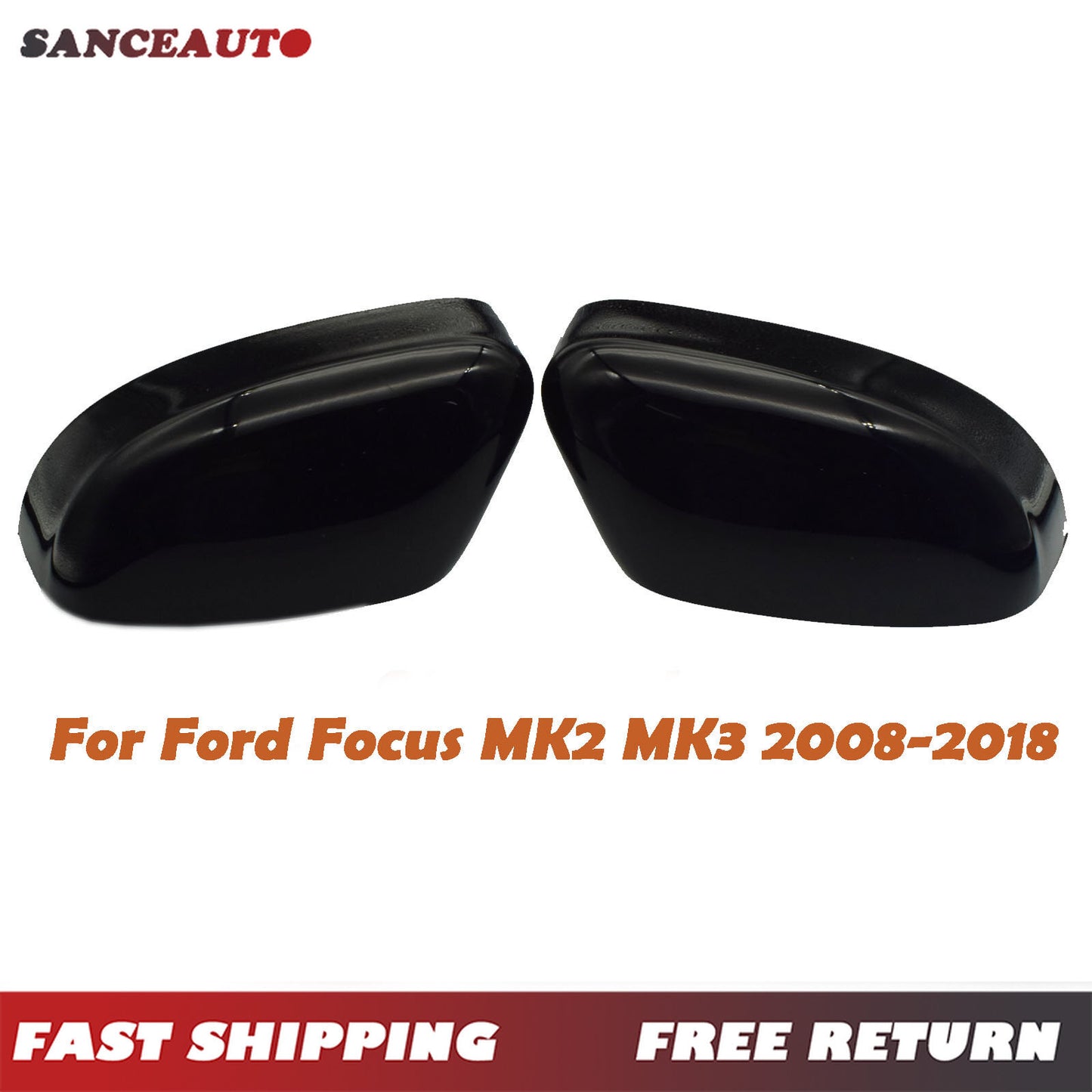 Glossy black left rearview mirror cover for Focus MK2 MK3 2008-2018 n