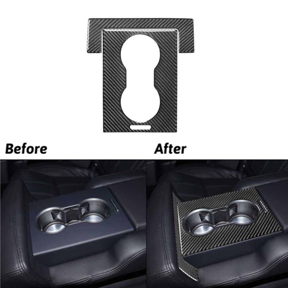 Carbon Fiber Rear Armrest Cup Holder Cover Trim For Land for Range Rover Sport 14-17