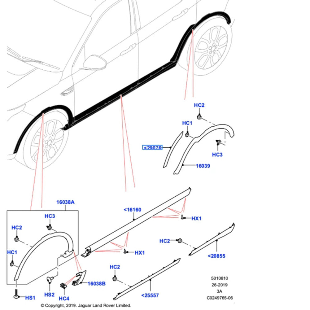 Rear Wheel Front Arch Door Molding for Land Rover Discovery Sport 15-22 LR058530