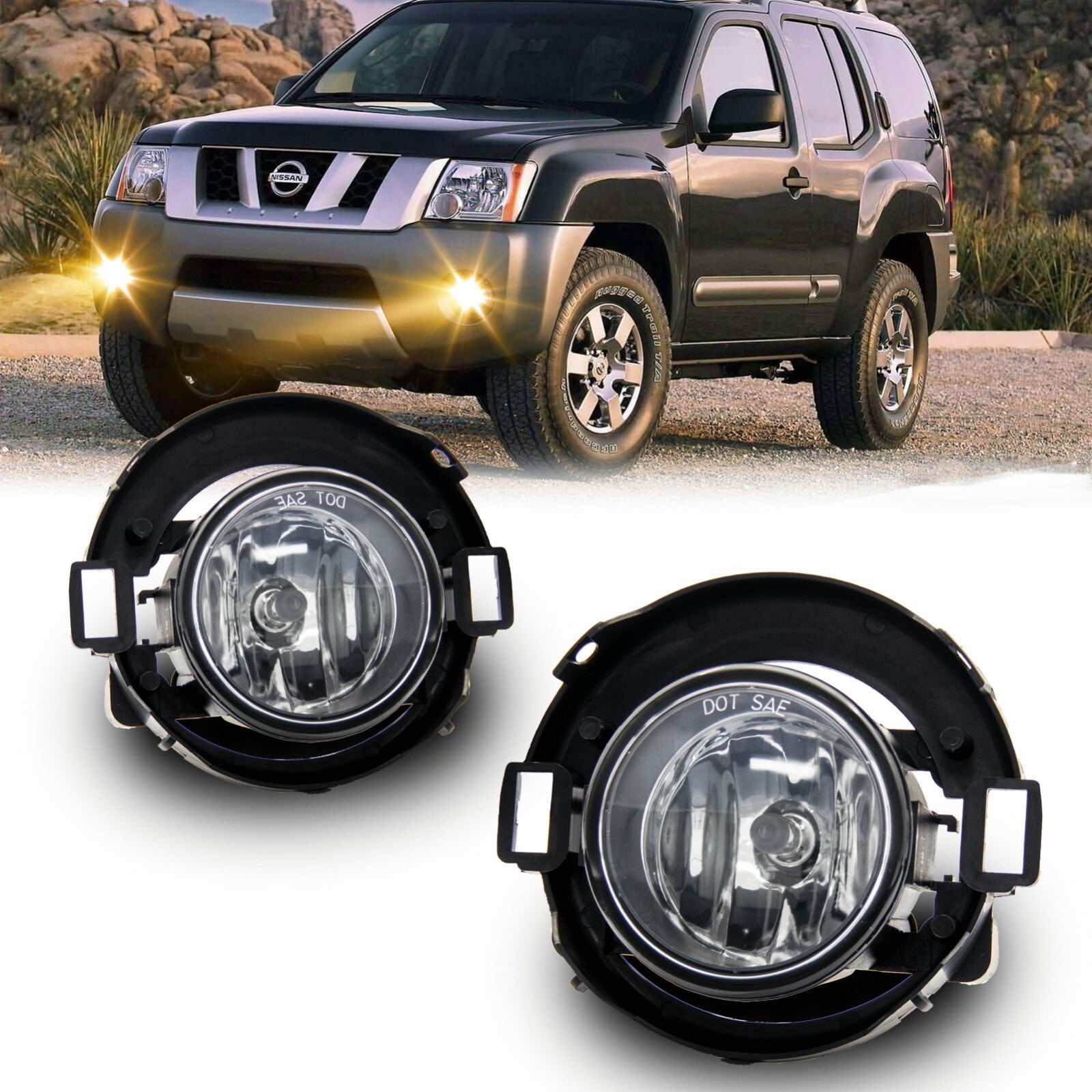 Fit For 2010 - 2017 for Frontier Clear Lens 1 Pair Front Bumper Fog Light - v