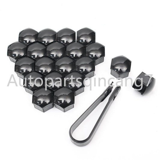 Wheel Lug Nut Bolt Center Cover Black Caps & Tool for VW for Audi for Skoda 17mm Q