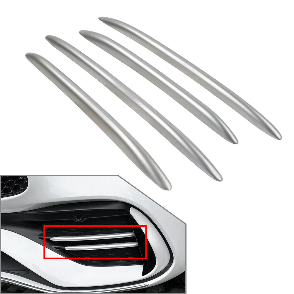 Front Bumper Splitter Fins Body Spoiler Canards Set for Benz C-Class W206 Silver