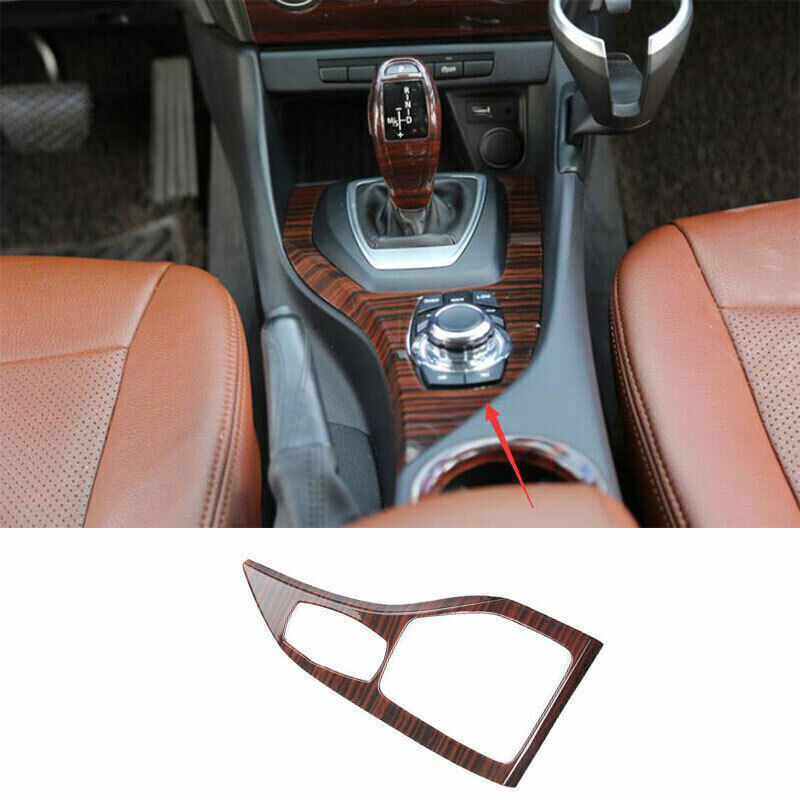 for BMW X1 E84 2013-2015 Red Wood Grain Central Console Gear Shift Cover Trim 1P