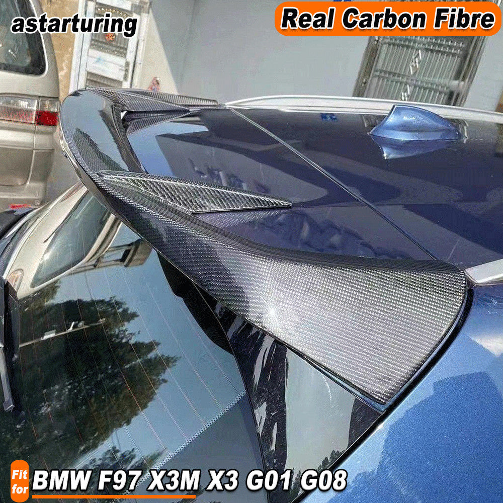 for BMW F97 X3M X3 G01 G08 2018-23 REAL CARBON Rear Roof Spoiler Window Wing Lip