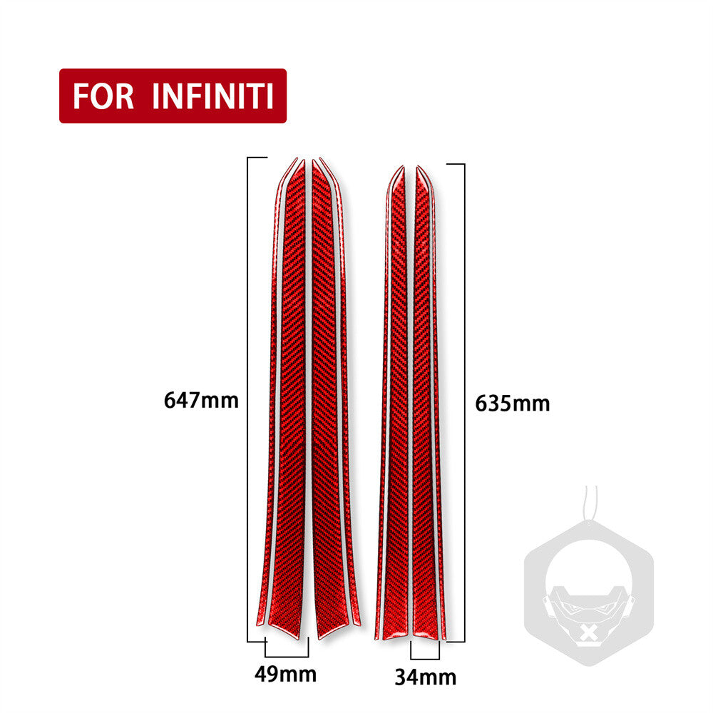 Red Carbon Fiber Interior Door Panel Decor Trim for Infiniti G37 Sedan 2007-2013