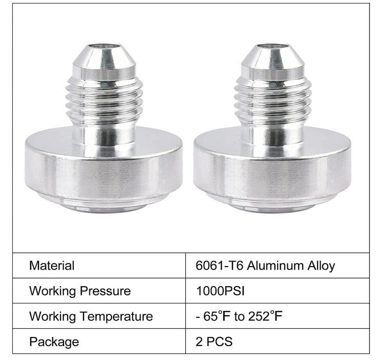 2Pcs AN4 -AN4 Male Billet Steel Weld On Fitting/Adapter 6061-T6 Aluminum Alloy