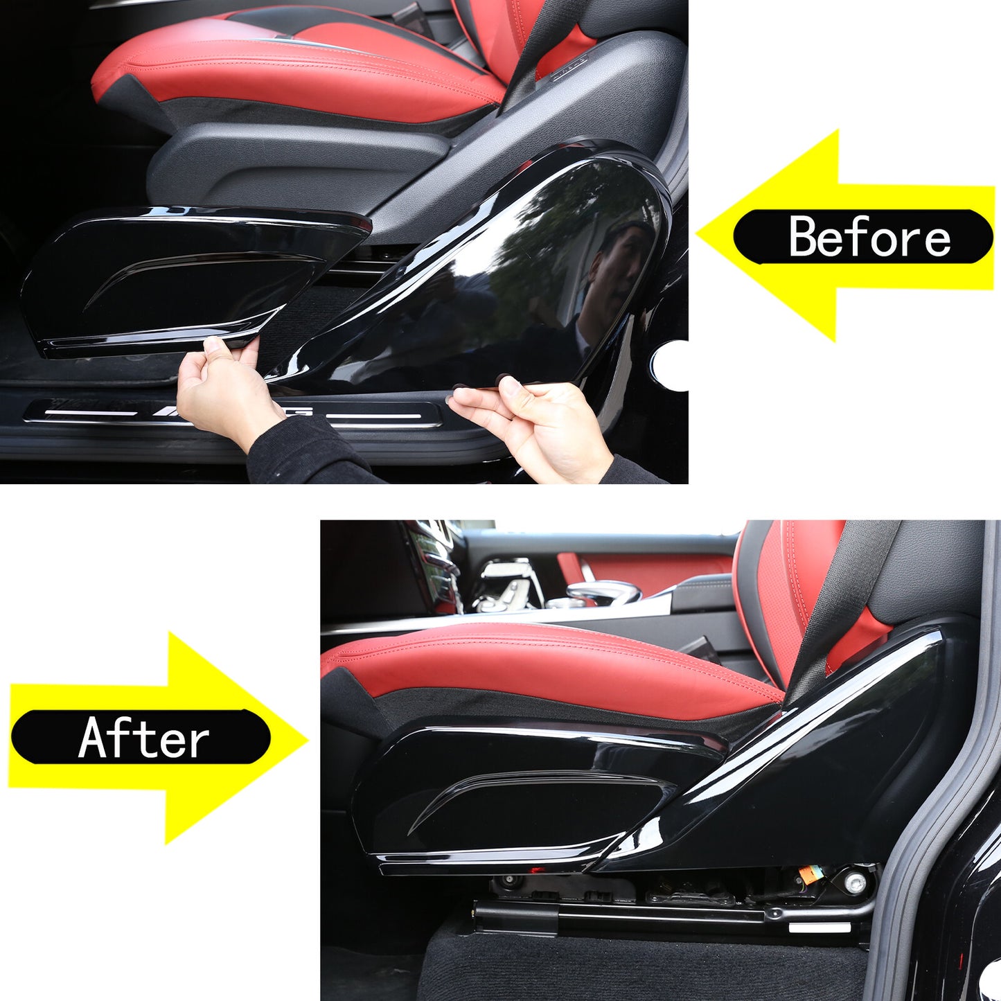 Gloss black side for seat panel cover trim for G-Class W464 2019-2023 4PCS n