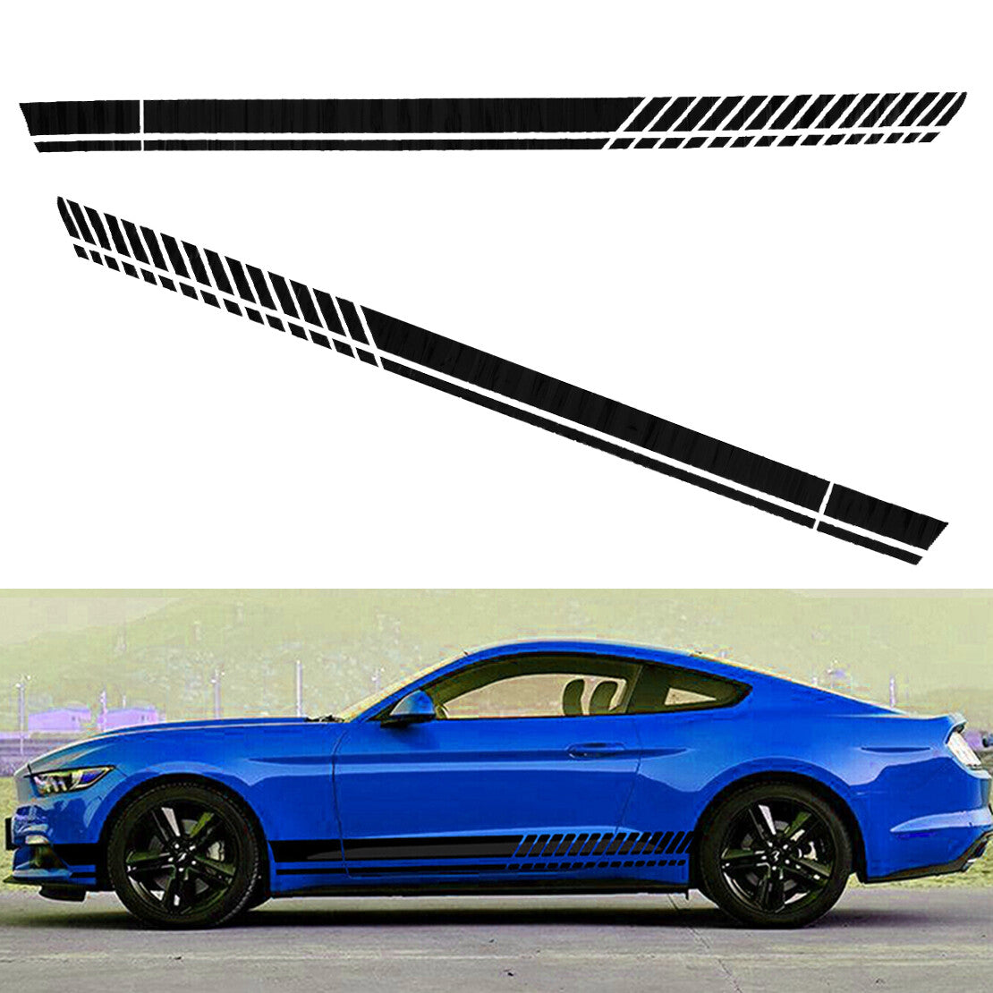 Pair Side Door Fender Skirt Racing Stripes Decal Sticker Fit for for Mustang zy v