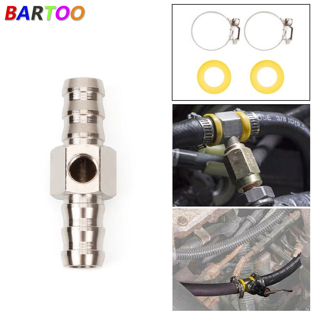 Fuel Line Fuel Pressure Gauge Sensor 1/2 T-Fitting Adapter with 1/8-27 NPT Port Q