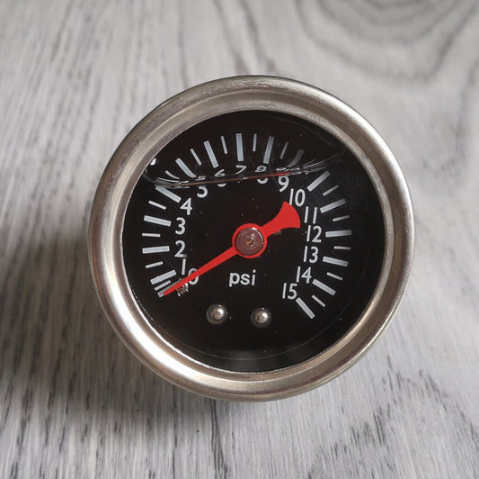 1.5 Dial Universal Fuel Pressure Gauge Liquid 0-15psi Pressure Gauge 1/8 NPT