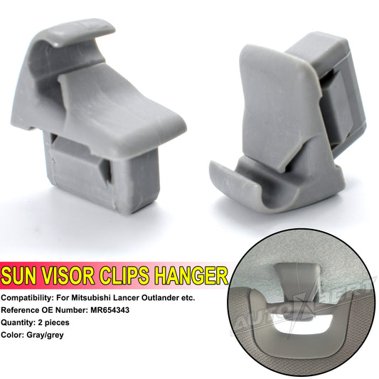2 X Sun Visor Hook Clips Hanger Bracket for Mitsubishi Lancer Outlander ASX Gray