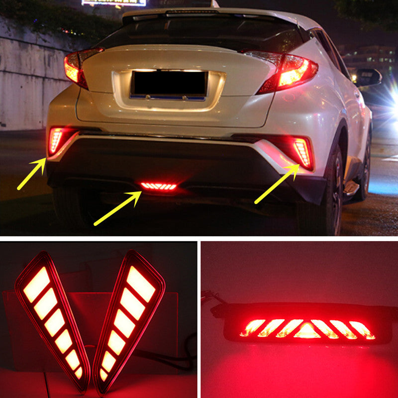 For CHR C-HR 2016-2020 LED Rear Fog Light Tail Bumper Light Sets L&R&mid v