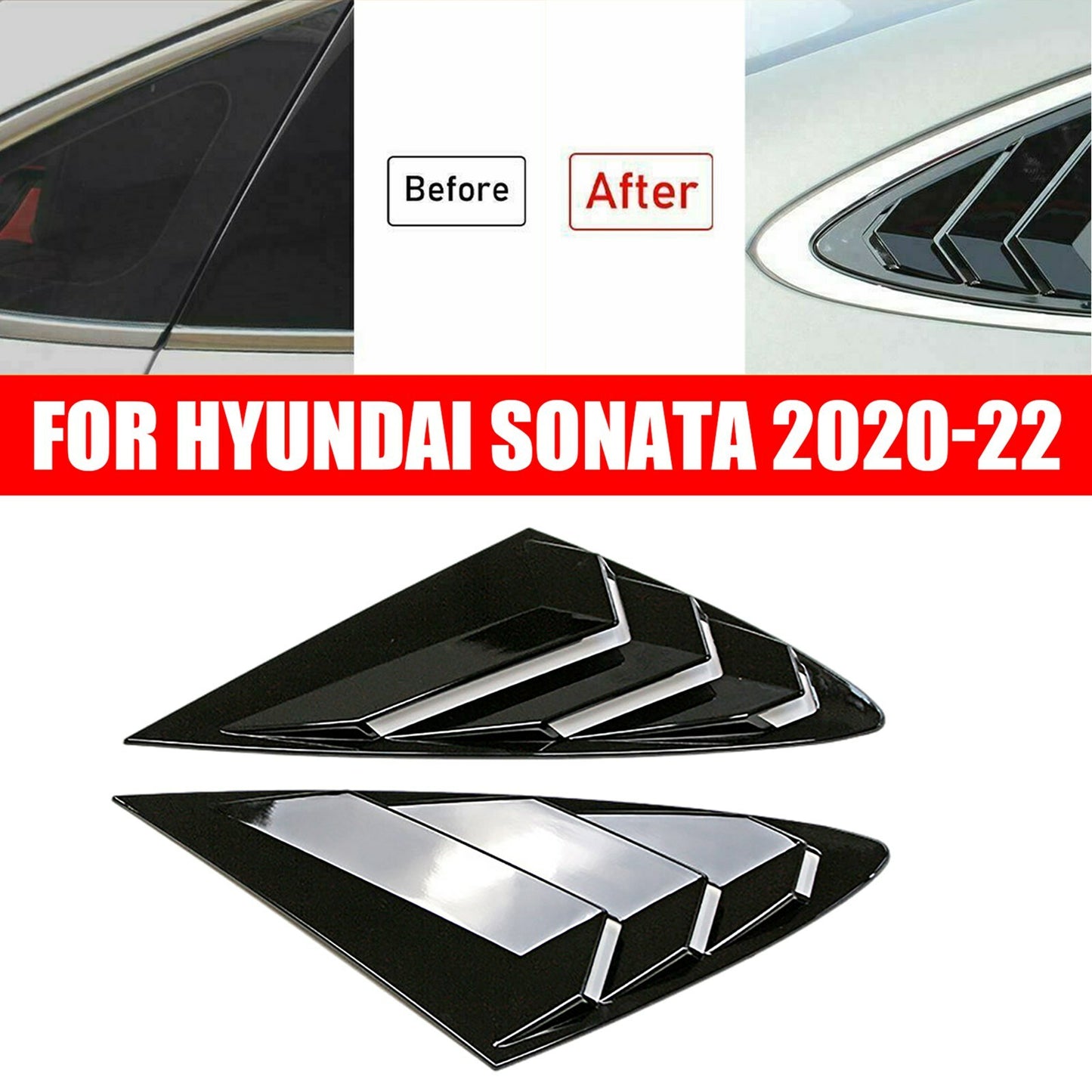 for Hyundai Sonata 20-22 Gloss Black Side Vent Window Scoop Louver Cover Trim AT