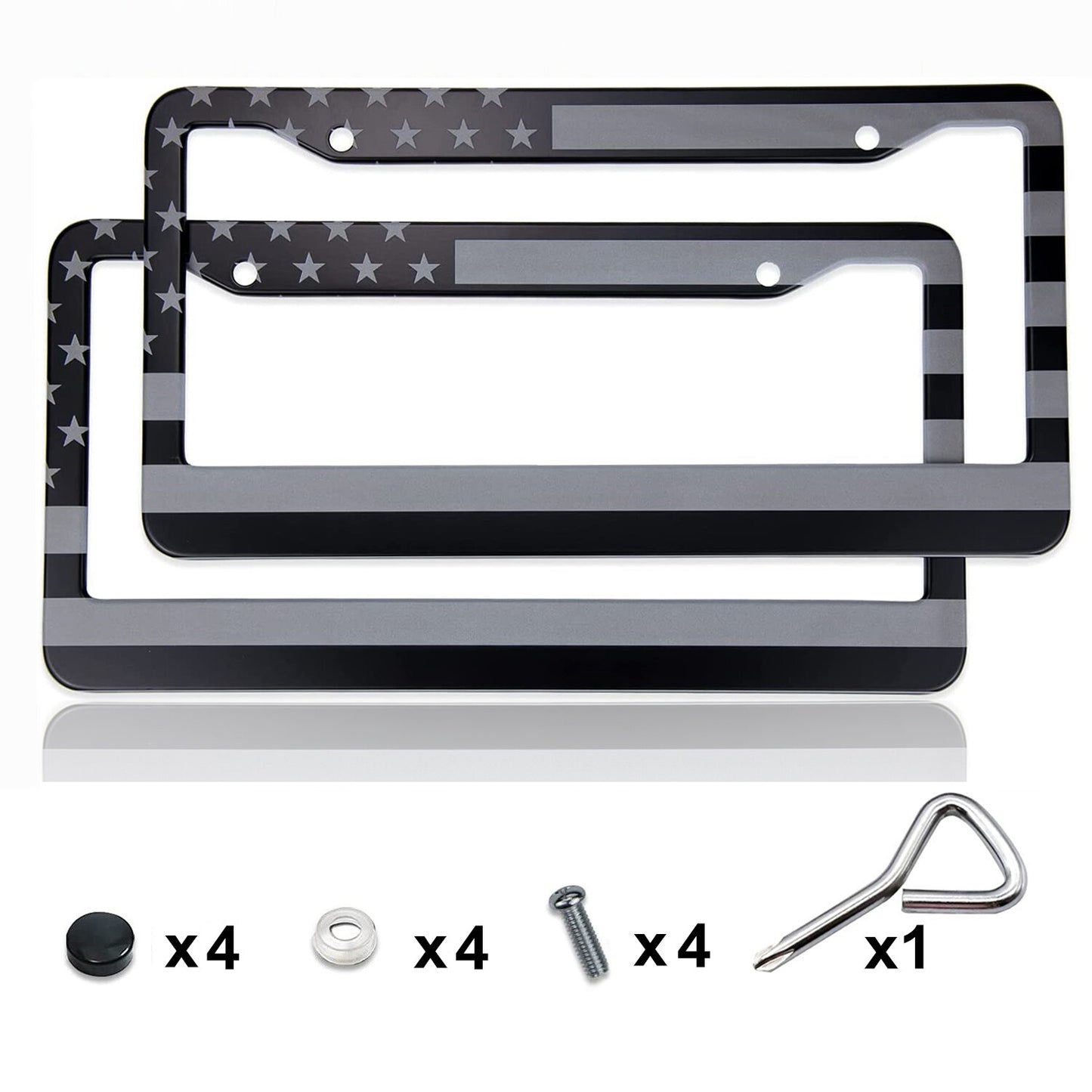 2pcs  for ford  Accessory US Flag Front Rear Patriotic Car SUV License Plate Frame