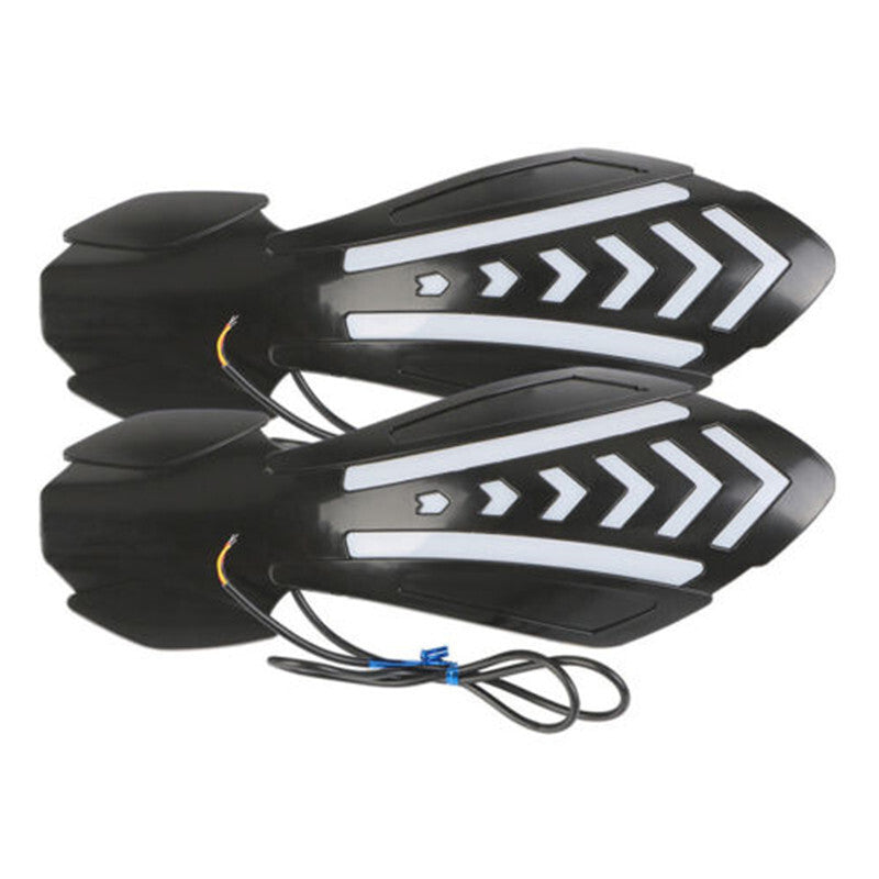 Pair Motorcycle Hand Guard Windshield Protection Shield LED Turn Signal Light v
