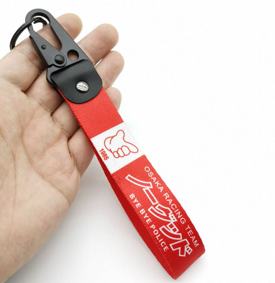 Carbon Fiber Leather Black Red Car Keychain Keyring Horseshoe for Audi Q5- v