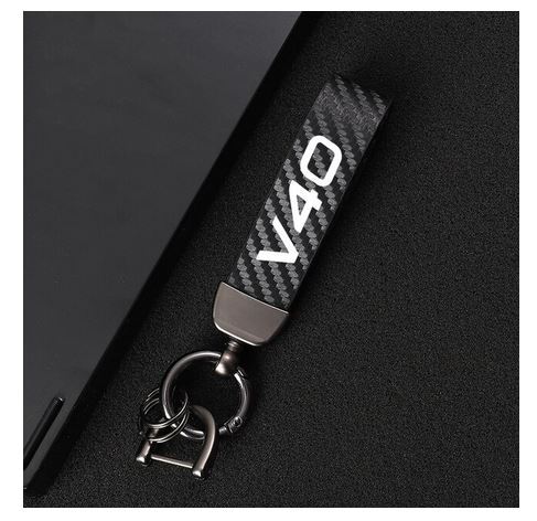 Black leather horseshoe buckle accessory for Audi Q7 car keychain/key ring.