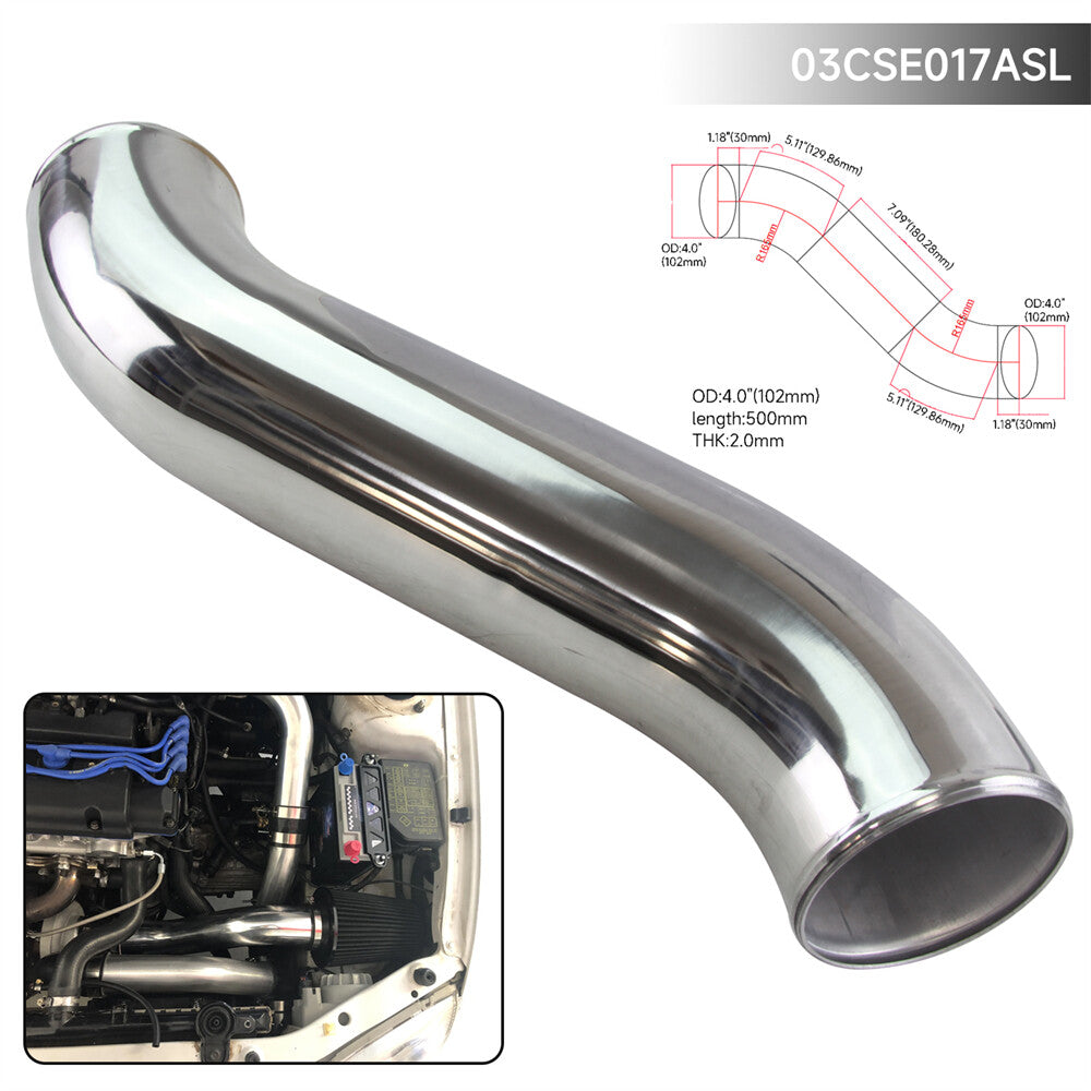 40 Degree Z / S Shape Aluminum Intercooler Pipe Piping Tube hose 102mm 4 Silver