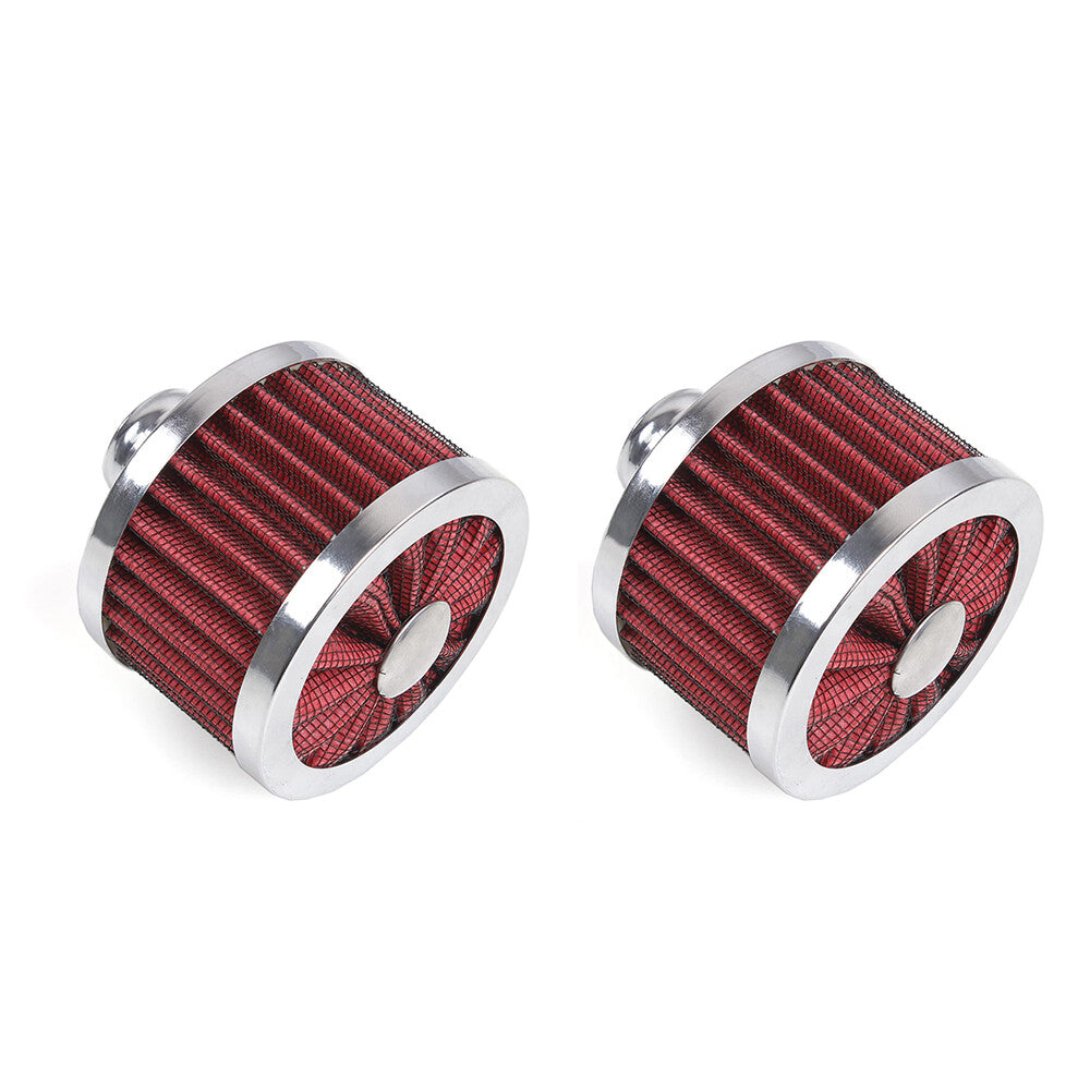 2x Red Extra Flow 1 to 1-1/4 Push In Valve Cover Baffle Breather Vent Filter