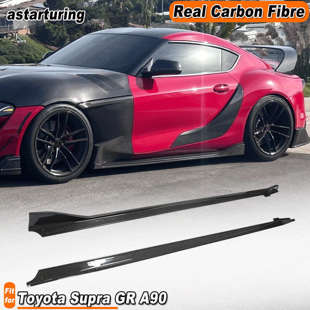 Fit for Toyota Supra 2019-21 Real Carbon Fiber Side Skirt Extension Lip Spoiler