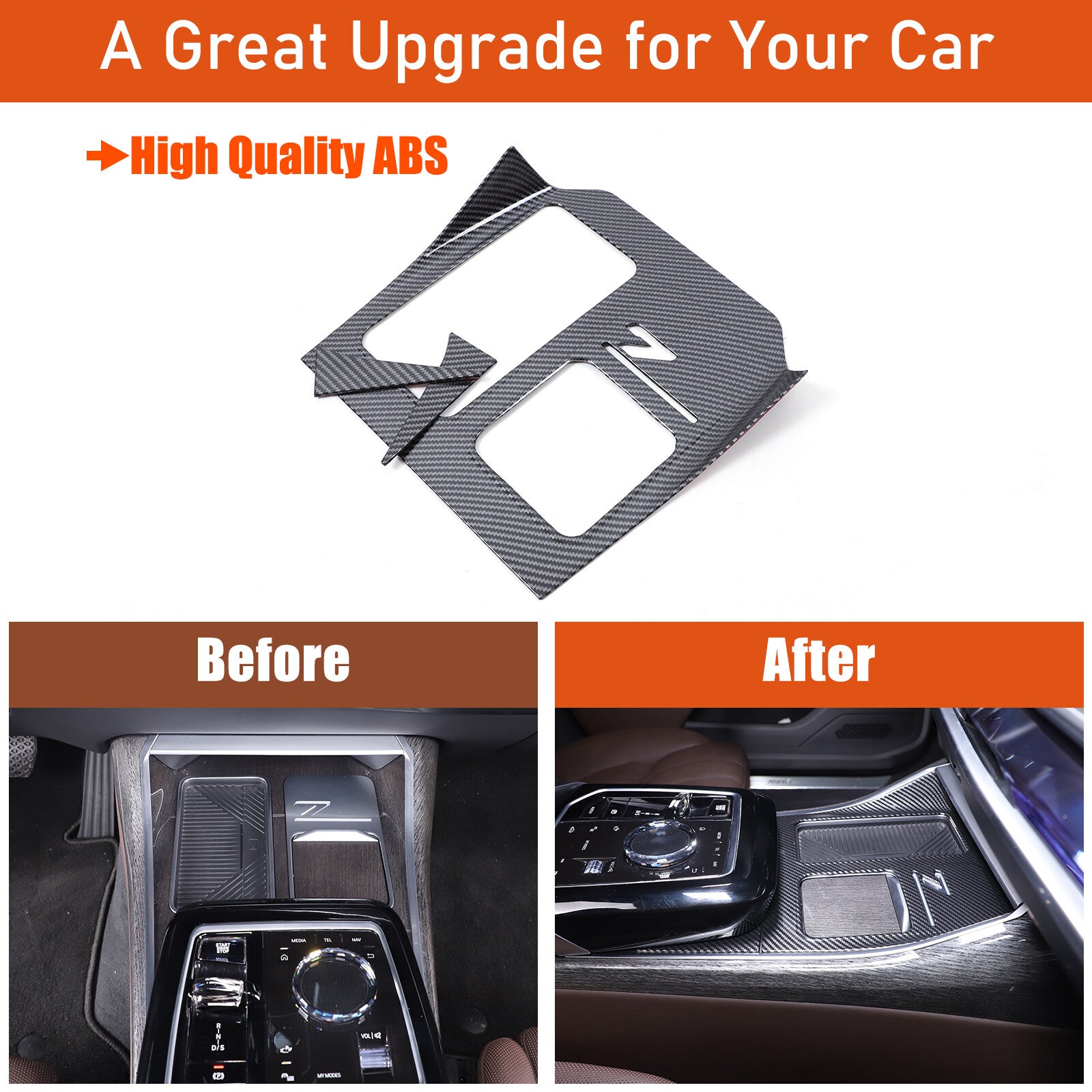 Carbon fiber ABS center cupholder panel trim for i7 7 2023 ~ 24- n