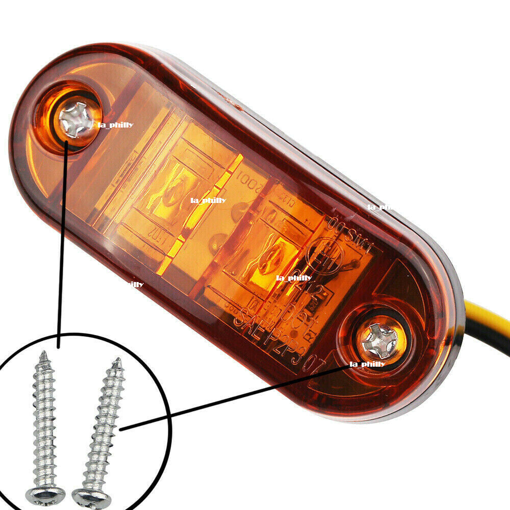 2 LED 12V / 24V Vehicles Truck Lorry Side Marker Turn Lamp Lights-Yellow Q