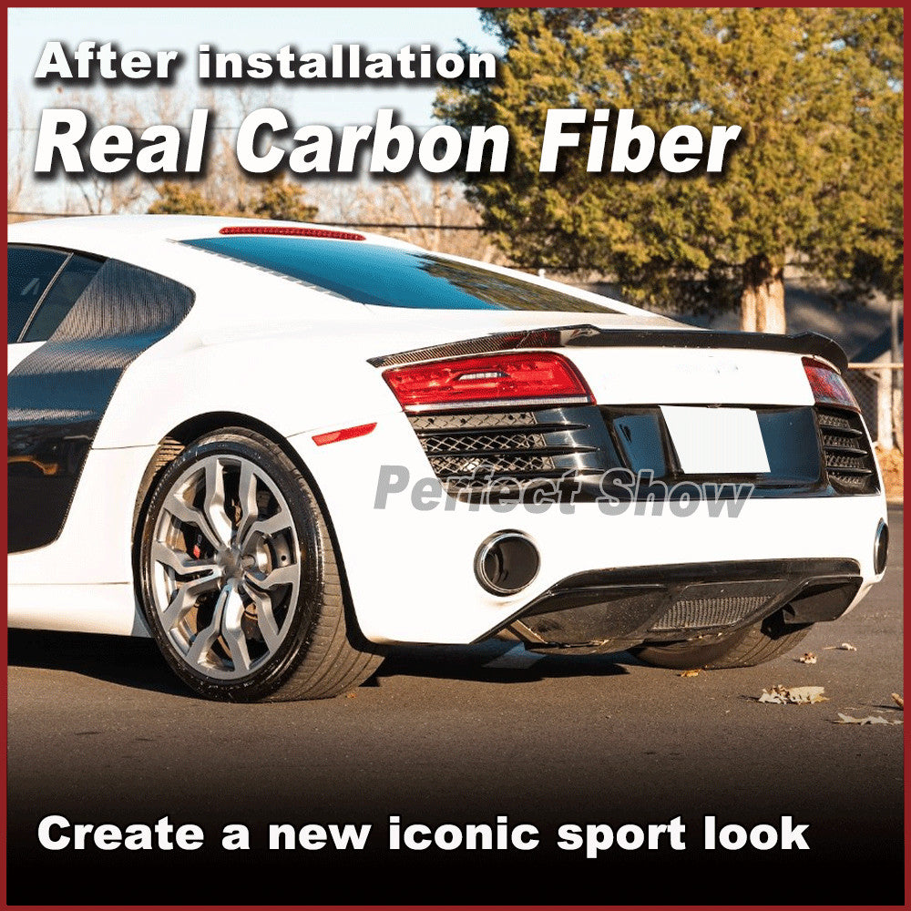 for Audi R8 V8 V10 2007-2015 Real Carbon Fiber Rear Boot Trunk Spoiler Wing Lip