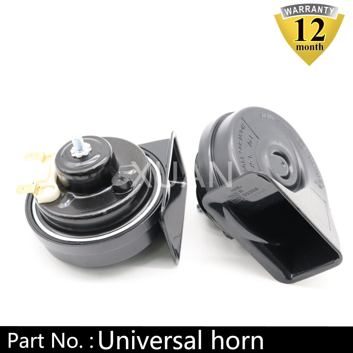 1-to-12 volt waterproof, 105 dB loud horn, universal for motorcycles, bicycles, cars, electric horns, and all-terrain vehicles.