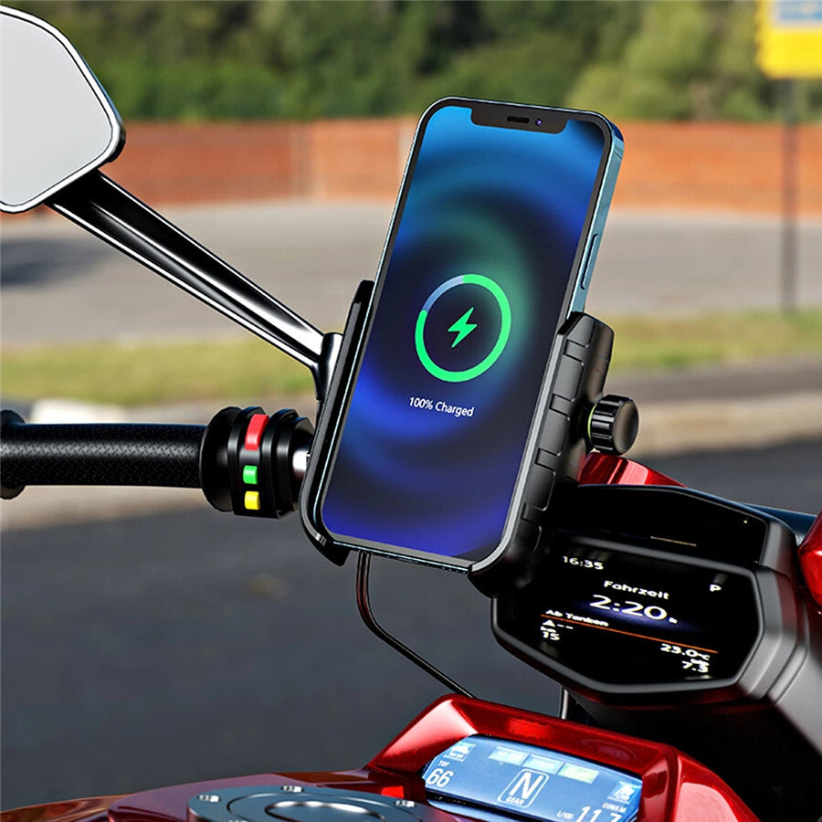 Motorcycle Wireless Phone for Charger Holder Fast Charging 12-24V Handlebar Mount Q