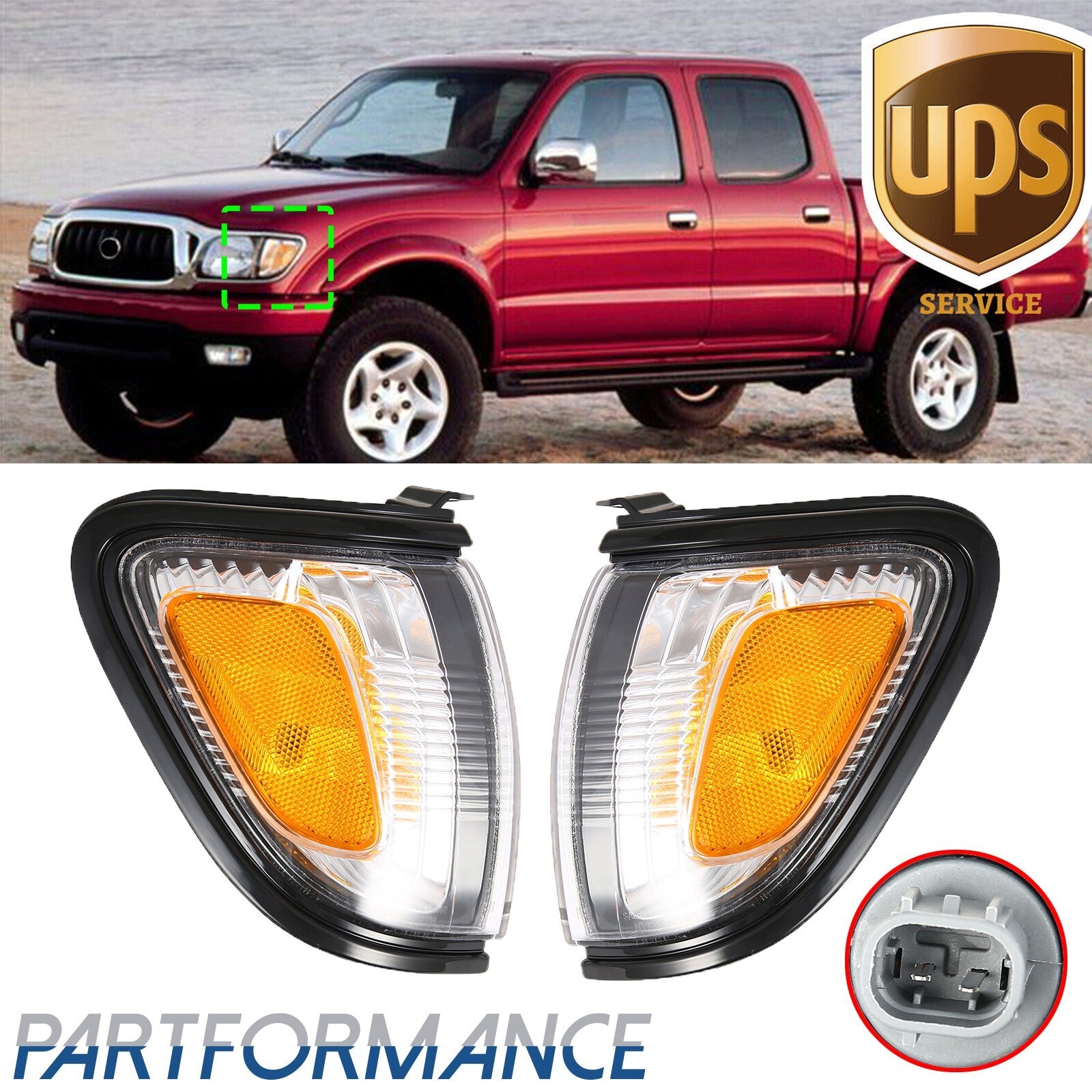 Side Markers Corner Parking Lights Turn Signals Pair Fits 2001 - 2004 for Tacoma - v