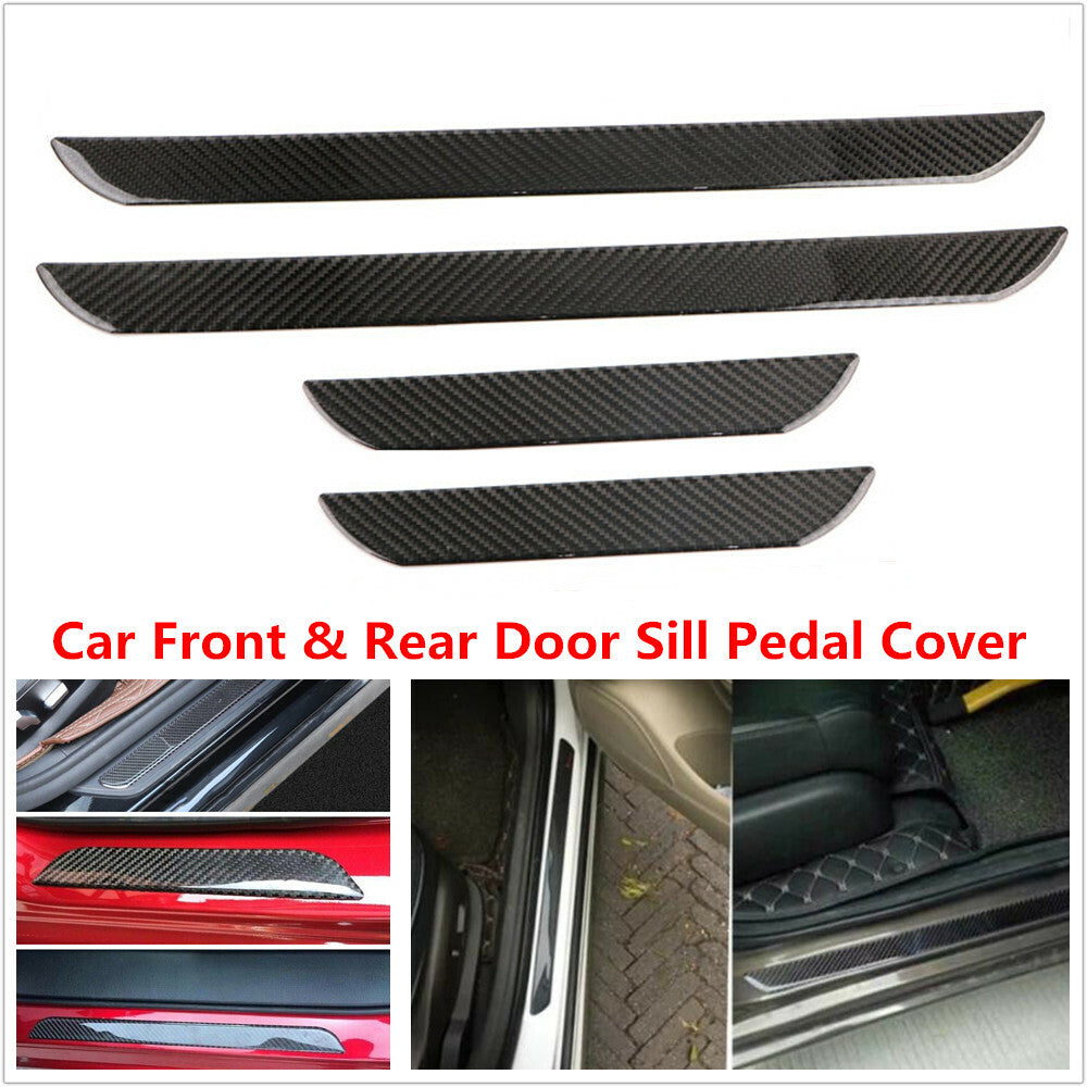 4-Piece Car Carbon Fiber Front and Rear Door Window Sill Protector Panel Protector Strip Kit n