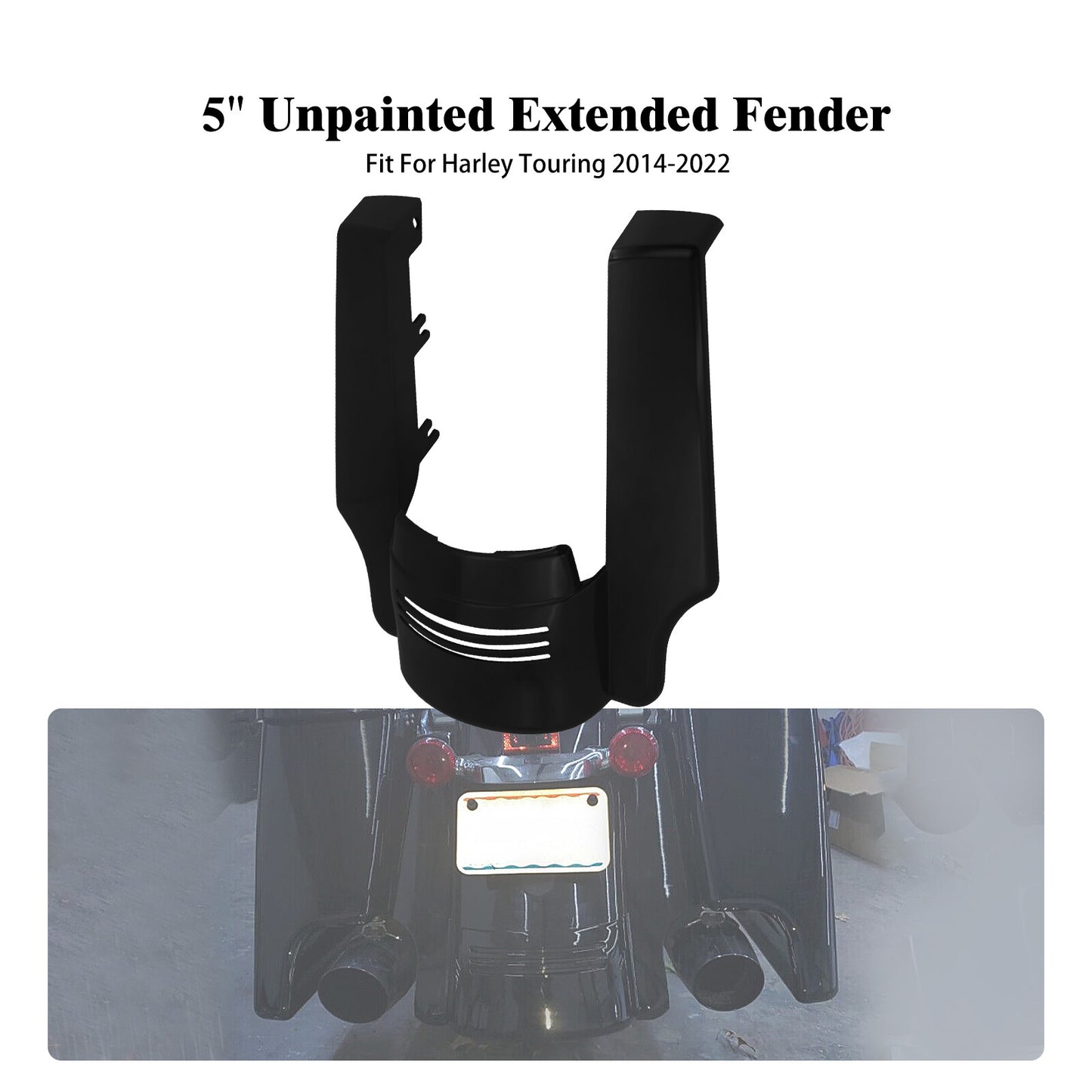 5 Unpainted Rear Fender Extension Stretched Filler Fit for Harley Touring 14-23